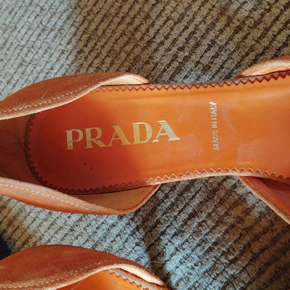 Prada Orange Suede Flats with Silver Buckle - Picture 3 of 6